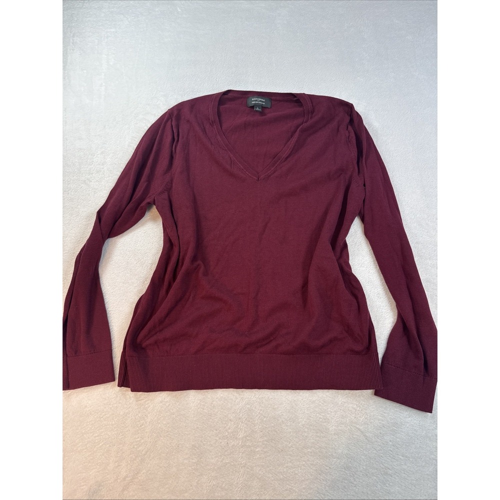Banana Republic Forever V-Neck Sweater Maroon Size Large Women's Career